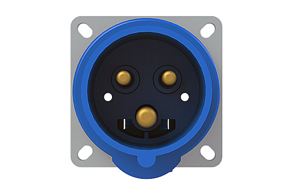 2CMA193338R1000 2P+E Panel Mounted Inlet, Minimized Flange, Straight. Replaces Part# 216B6