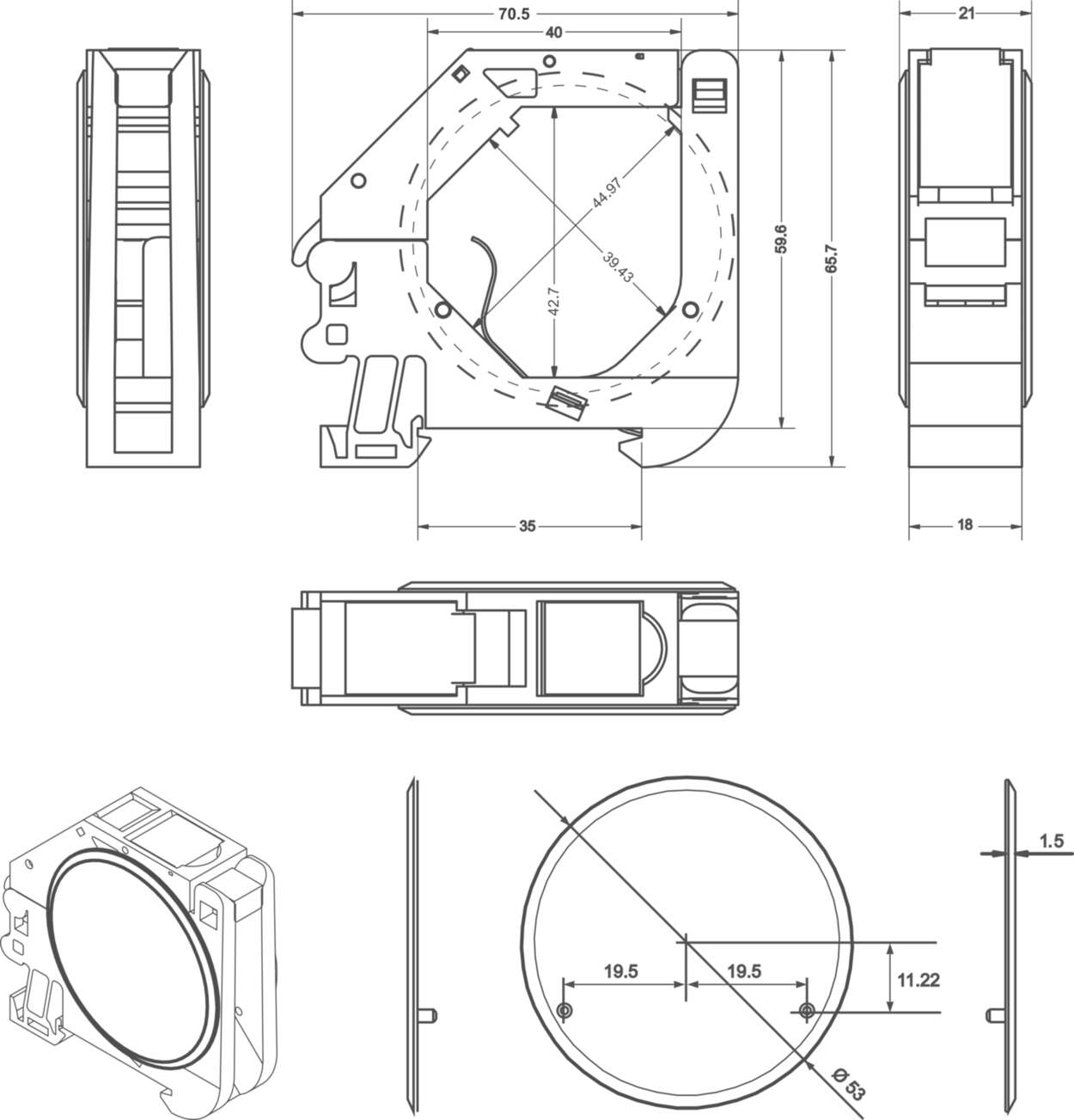 Actuator Sensor cable assembly|Accessories|Module carrier for DIN rail|Module carrier for DIN rail