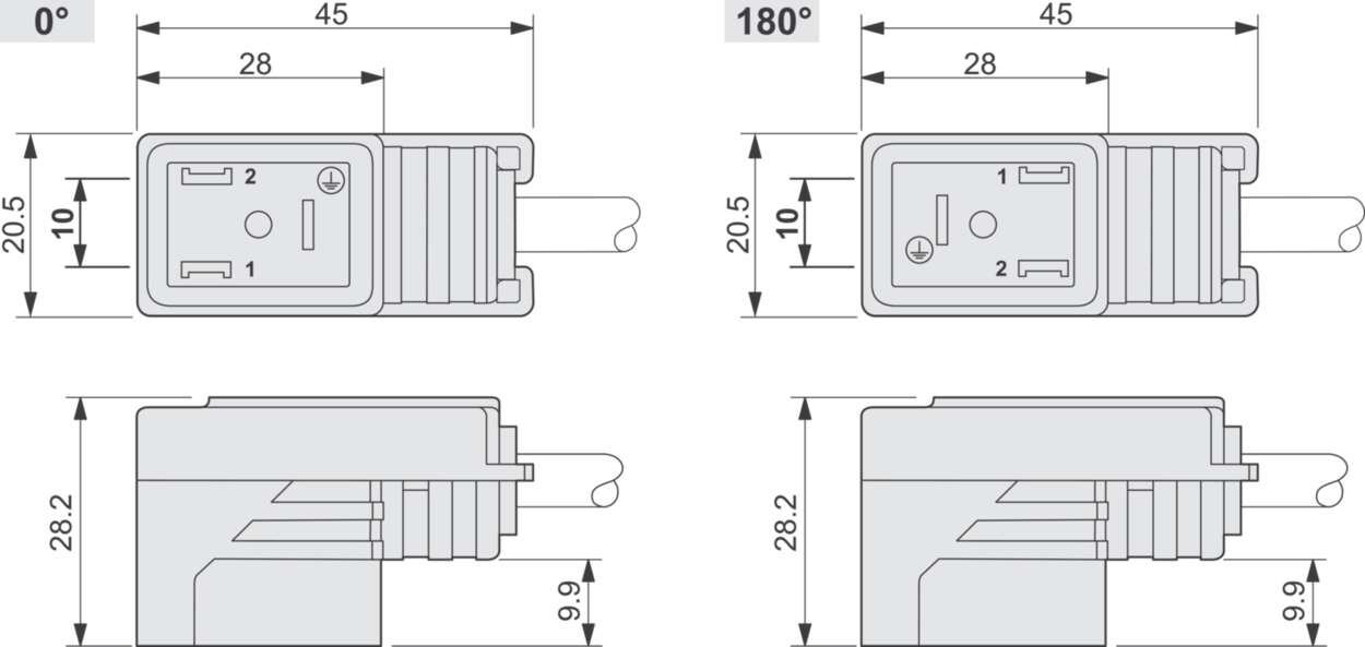 Protection and suppression techn|Valve connector|With cable|Design B DIN