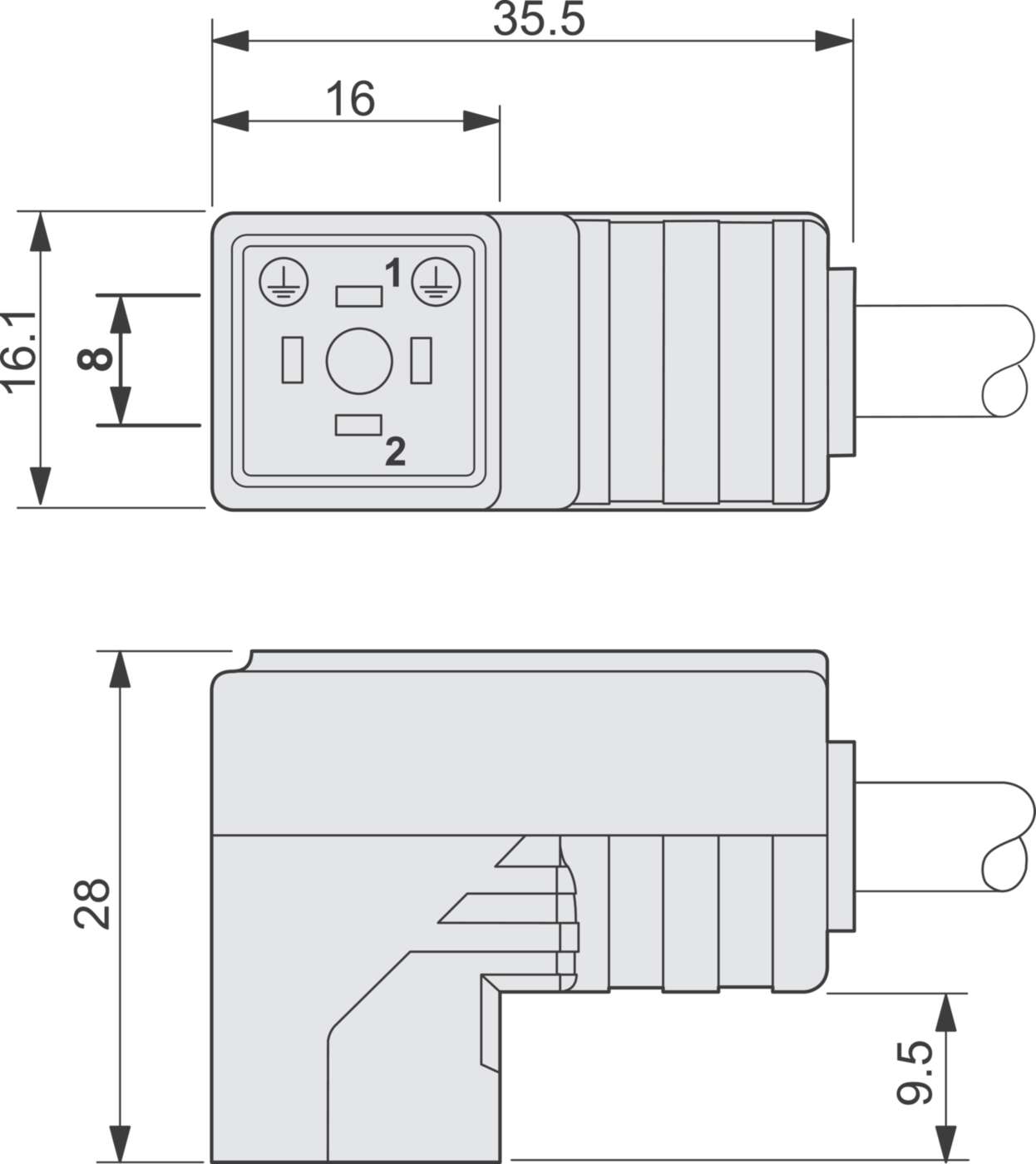 Protection and suppression techn|Valve connector|With cable|Design C DIN