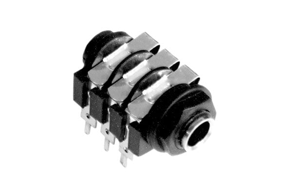 ACJM-PC 1/4" Single Vertical PCB Phone Jack,Mono,Metal Bore, Plastic Nut, PlasticThread, Solder Lug