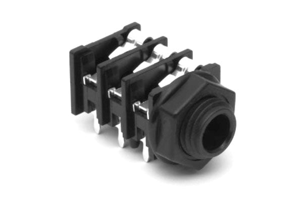 ACJM-PHOP 1/4" Single Horizontal PCB Phone Jack,Mono, Plastic Bore, Plastic Nut, PlasticThread