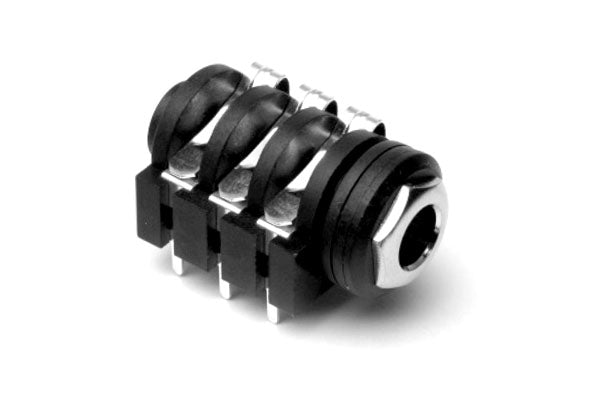 ACJS-IH 1/4" Single Horizontal PCB Phone Jack, Stereo, Plastic Bezel,Metal Nut,MetalThread