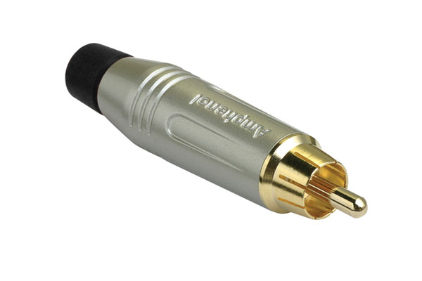 ACPR-SBKRCAMale Cable Connector, Gold Plated Contacts, Diecast Shell, Satin Finish, Black Grommet