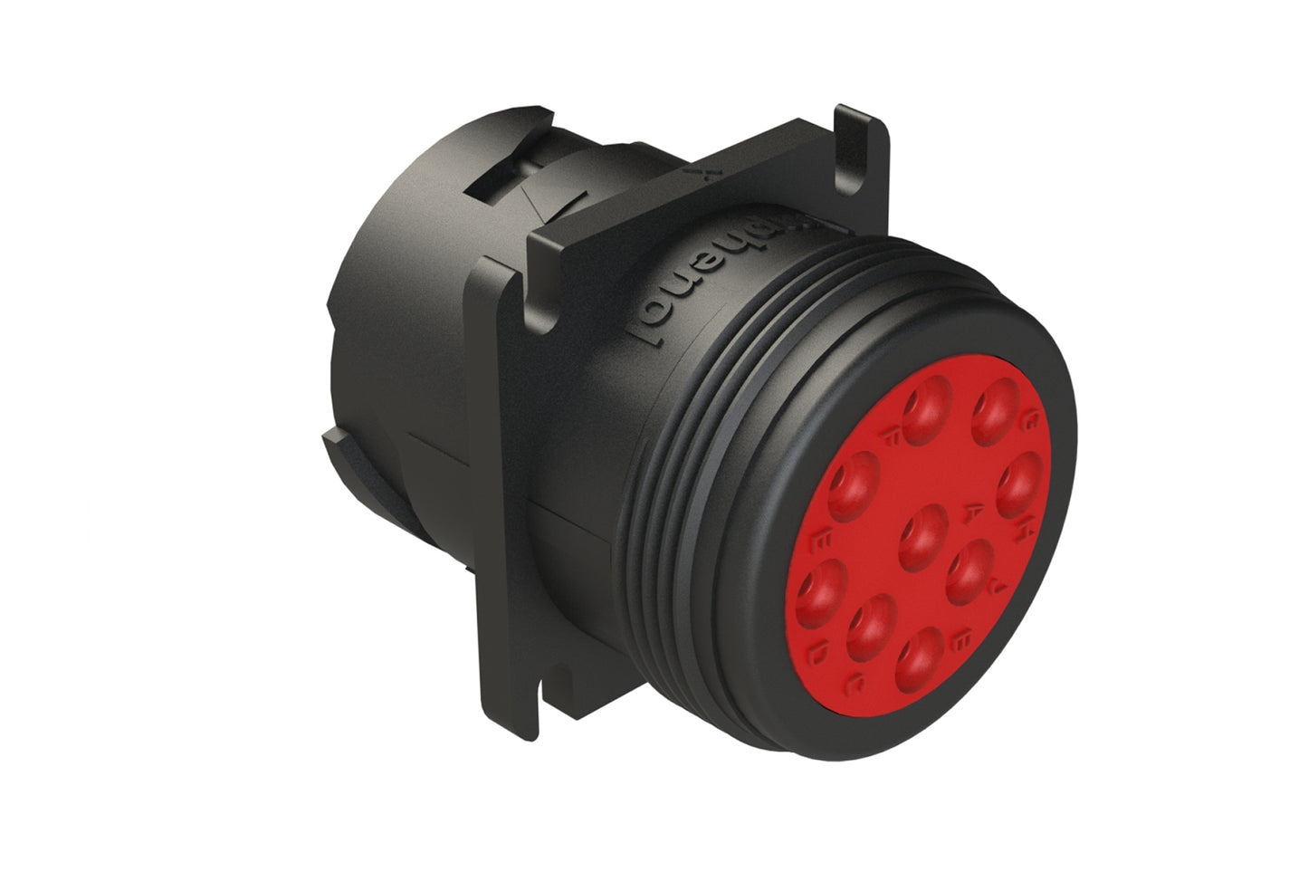 AHD10-9-1939P 9 Position Receptacle, Male, Flange, Threaded Rear. HD10-9-1939P