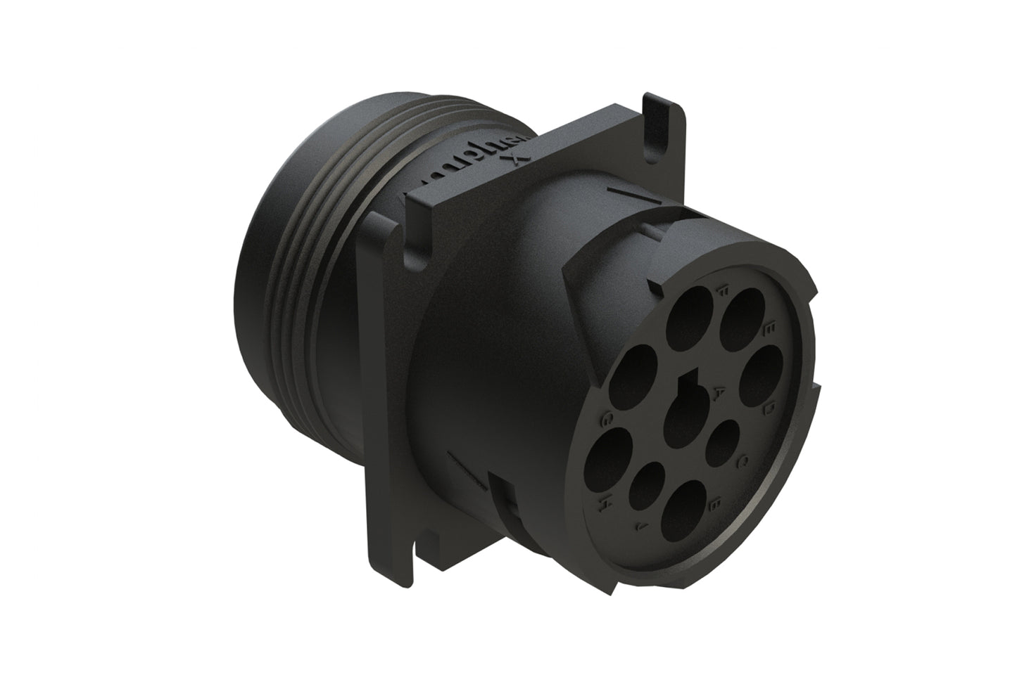 AHD10-9-1939P 9 Position Receptacle, Male, Flange, Threaded Rear. HD10-9-1939P