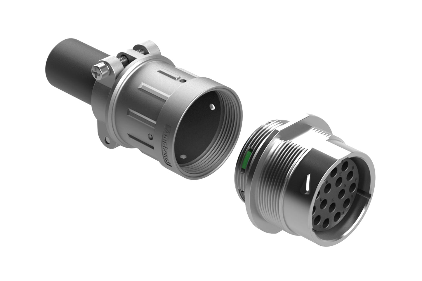 AHDM04-24-16SN-059 16 Position Receptacle Kit, Shell Size 24, Socket, Standard Seal, Wide Thread, Cable Clamp Backshell. HD34-24-16SN-059