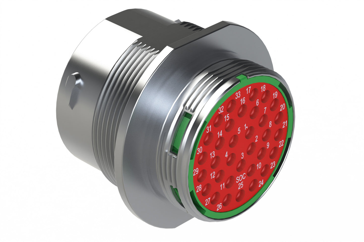 AHDM04-24-33SN 33 Position Receptacle, Shell Size 24, Socket, Plastic, Normal Diameter Rear Seal, Integrated Wide Thread (Green Retaining Ring). HD34-24-33SN
