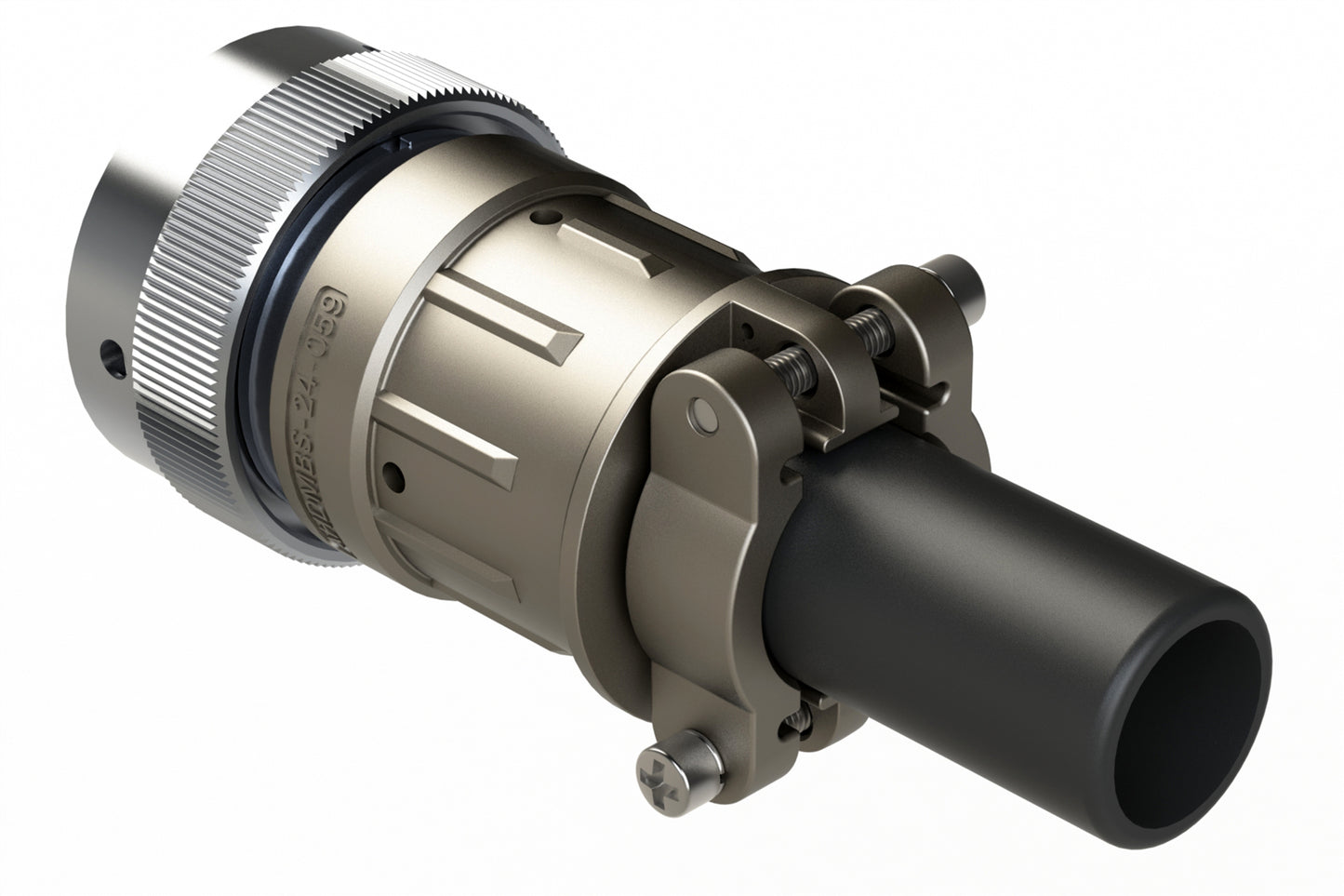 AHDM06-24-23PT-059 23 Position Plug, Pin, Shell Size 24, Metal, Thin Diameter Seal (Grey Adapter) Cable Clamp Backshell. HD36-24-23PT-059