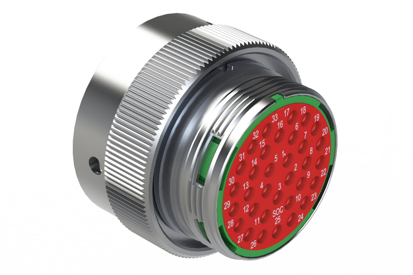 AHDM06-24-33SN 33 Position Plug, Shell Size 24, Socket, Plastic, Normal Diameter Rear Seal, Integrated Wide Thread (Green Retaining Ring). HD36-24-33SN