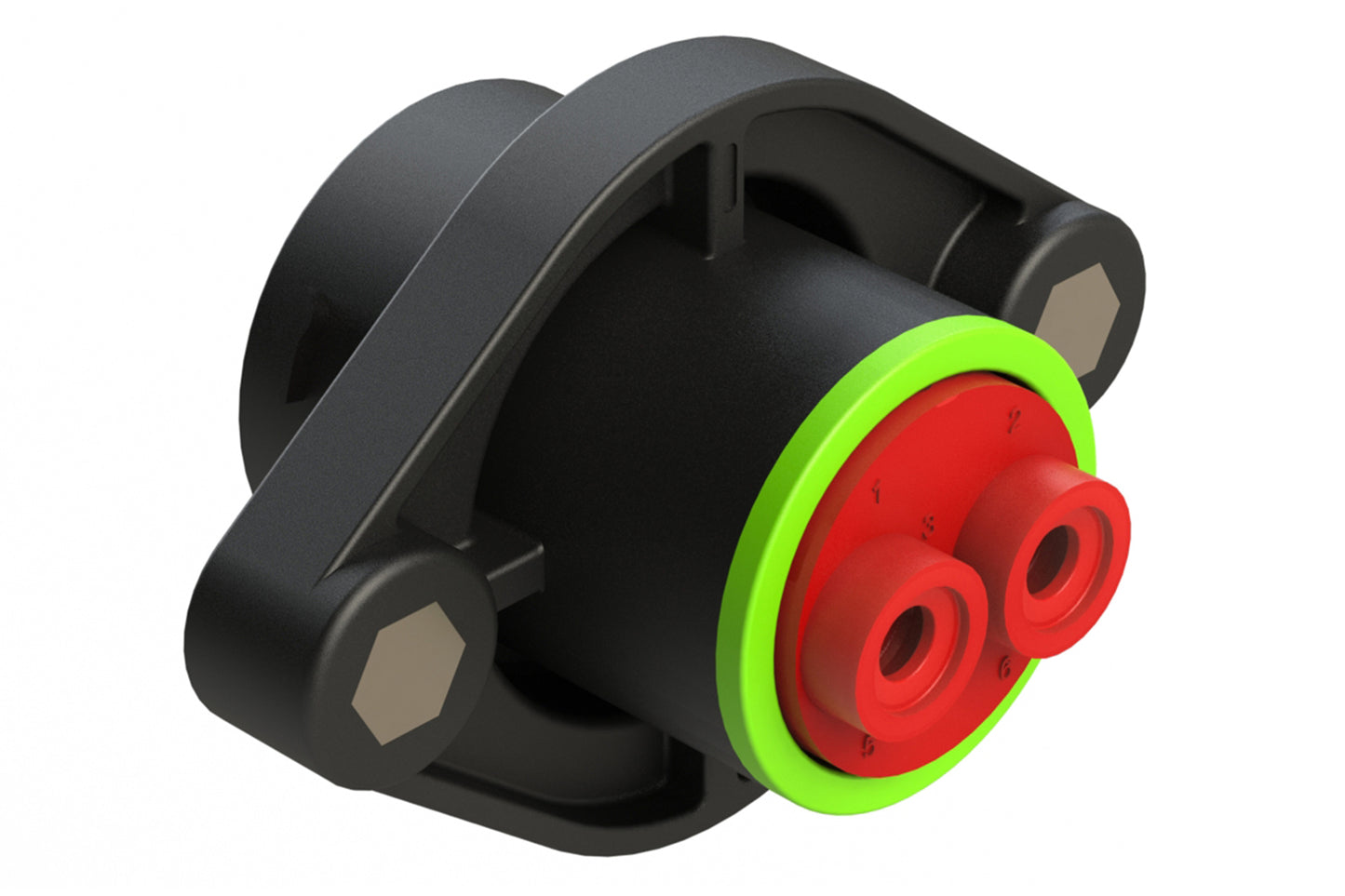 AHDP02-18-06SN-SRAC030 2 Position Sealed Panel Mount Receptacle, Socket, Shell Size 18, Normal Diameter Seal (Green Adapter), Smooth Ring Adapter