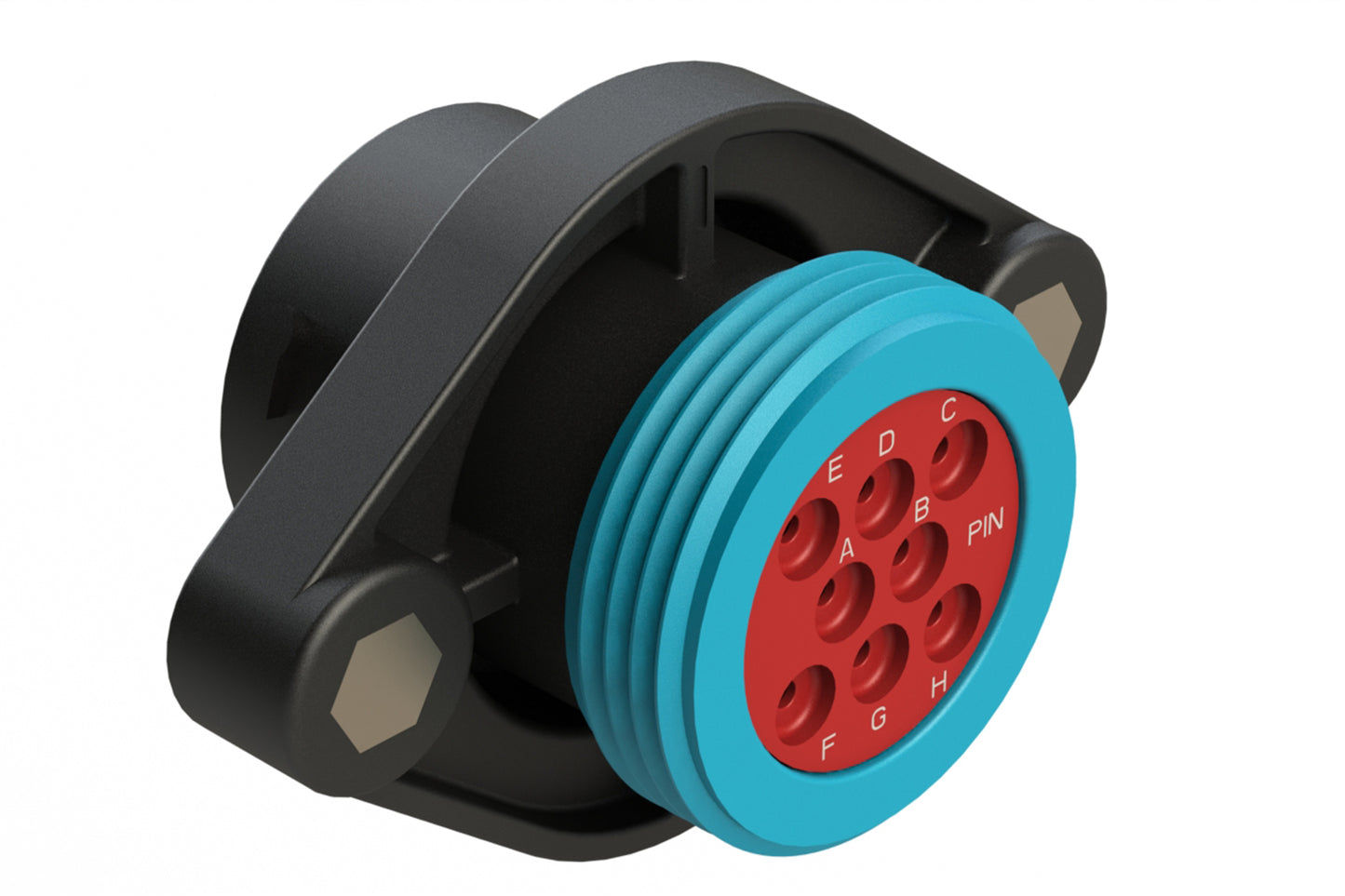 AHDP02-18-08PR-WTA 8 Position Panel Mount Receptacle, Pin, Shell Size 18, Reduced Diameter Seal (Blue Adapter), Wide Thread Adapter