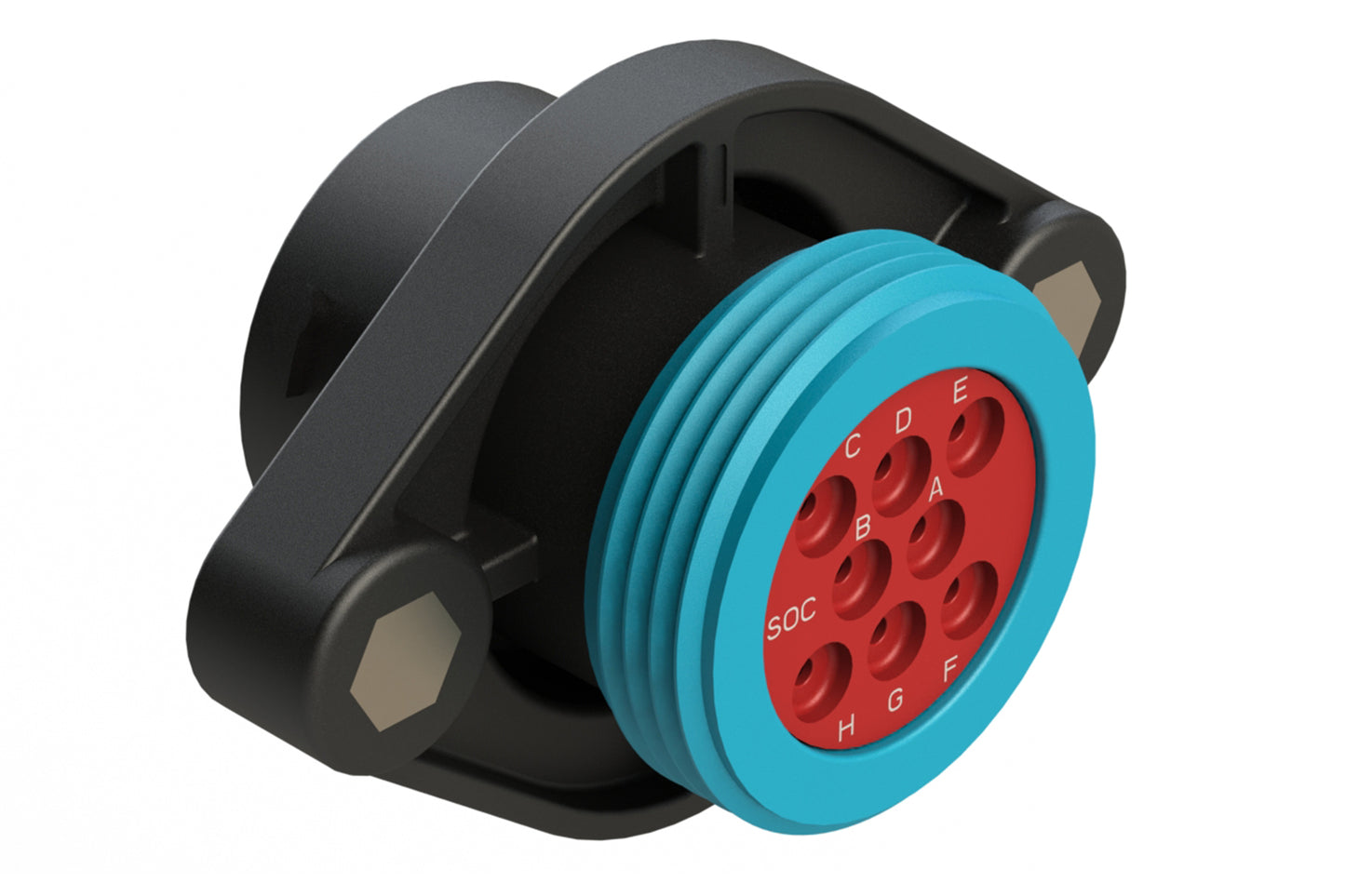 AHDP02-18-08SR-WTA 8 Position Panel Mount Receptacle, Socket, Shell Size 18, Reduced Diameter Seal (Blue Adapter), Wide Thread Adapter