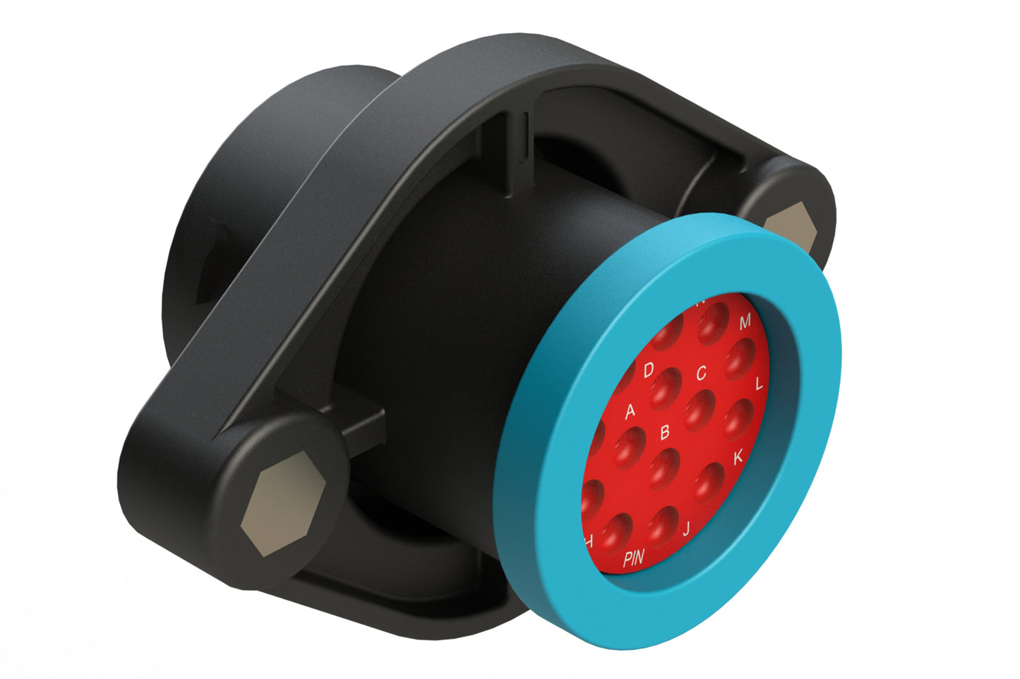 AHDP02-18-14PR-BRA 14 Position Panel Mount Receptacle, Pin, Shell Size 18, Reduced Diameter Seal (Blue Adapter), Backshell Ring Adapter