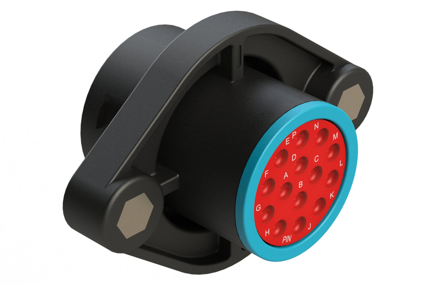 AHDP02-18-14PR-SRA 14 Position Sealed Panel Mount Receptacle, Pin, Shell Size 18, Reduced Diameter Seal (Blue Adapter), Smooth Ring Adapter