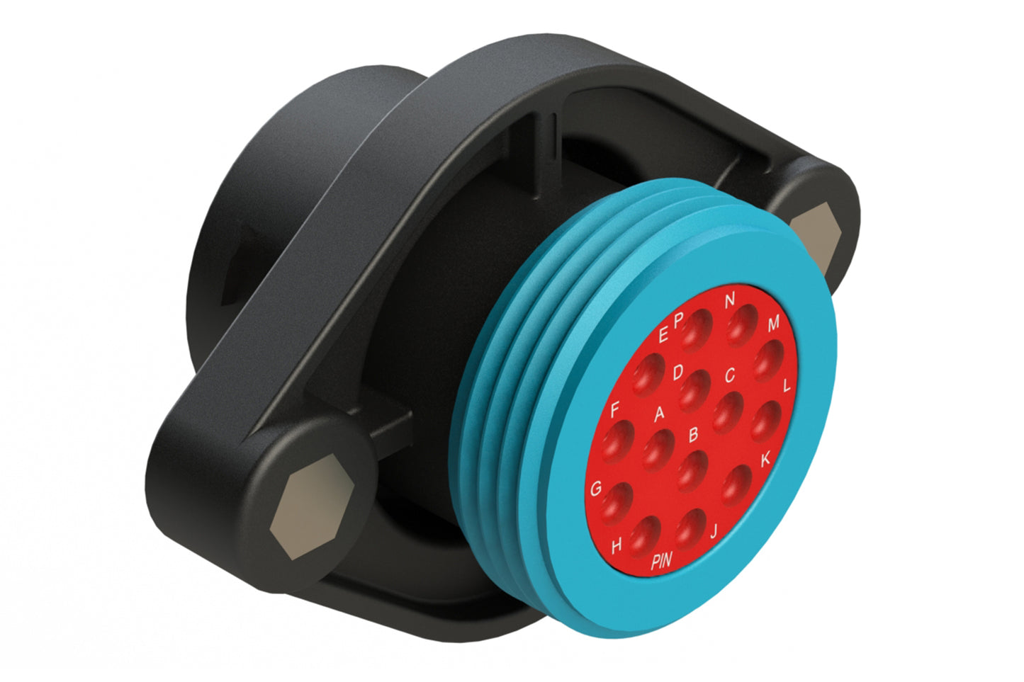 AHDP02-18-14PR-WTA 14 Position Panel Mount Receptacle, Pin, Shell Size 18, Reduced Diameter Seal (Blue Adapter), Wide Thread Adapter