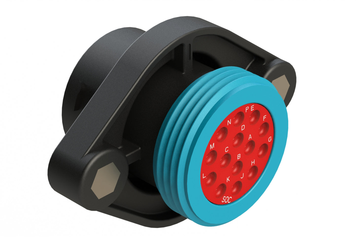 AHDP02-18-14SR-WTA 14 Position Panel Mount Receptacle, Socket, Shell Size 18, Reduced Diameter Seal (Blue Adapter), Wide Thread Adapter