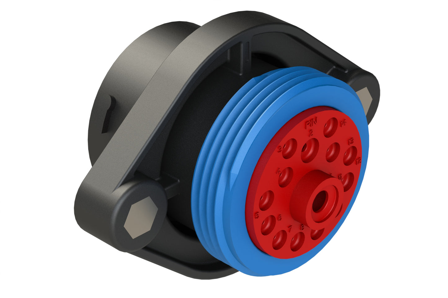 AHDP02-24-14PR-WTA 14 Position Panel Mount Receptacle, Pin, Shell Size 24, Wide Thread Adapter