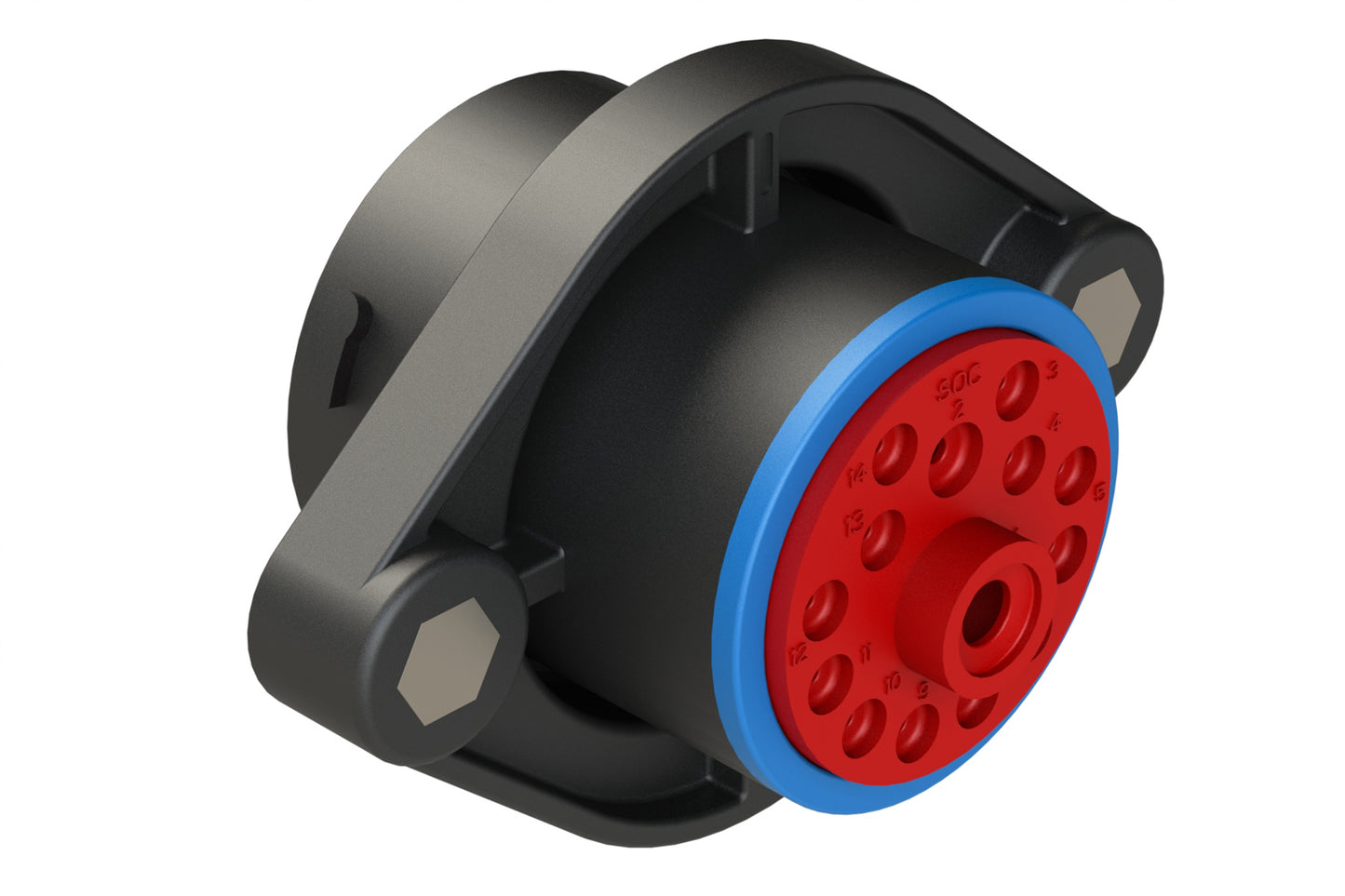 AHDP02-24-14SR-SRA 14 Position Panel Mount Receptacle, Socket, Shell Size 24, Smooth Ring Adapter