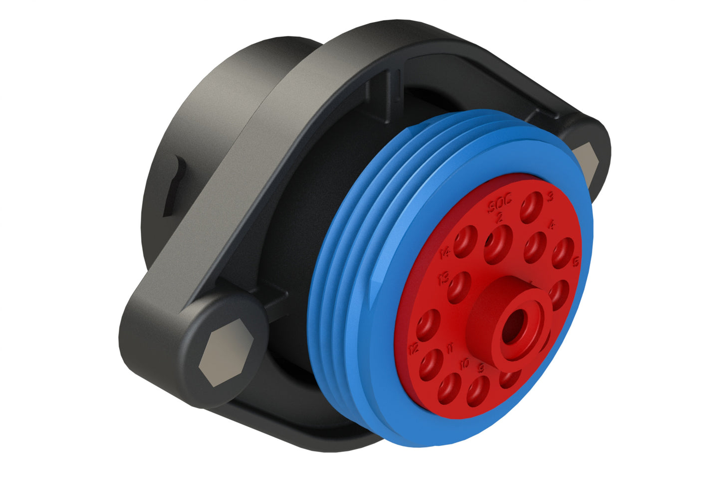 AHDP02-24-14SR-WTA 14 Position Panel Mount Receptacle, Socket, Shell Size 24, Wide Thread Adapter