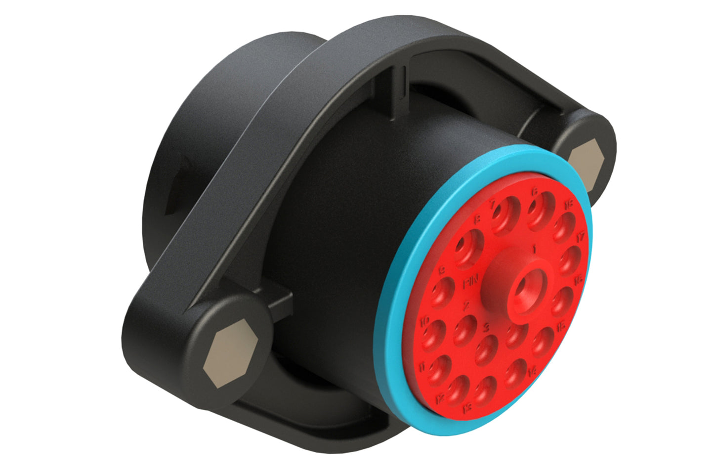 AHDP02-24-18PR-SRA 18 Position Sealed Panel Mount Receptacle, Pin, Shell Size 24, Reduced Diameter Seal (Blue Adapter), Smooth Ring Adapter