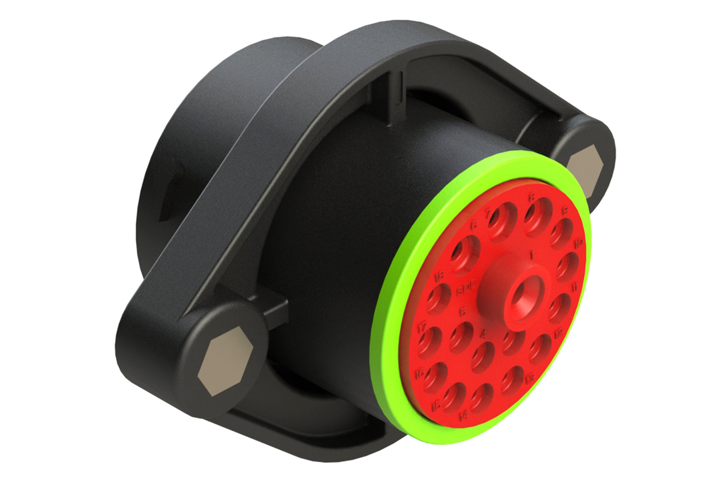 AHDP02-24-18SN-SRA 18 Position Sealed Panel Mount Receptacle, Socket, Shell Size 24, Normal Diameter Seal (Green Adapter), Smooth Ring Adapter