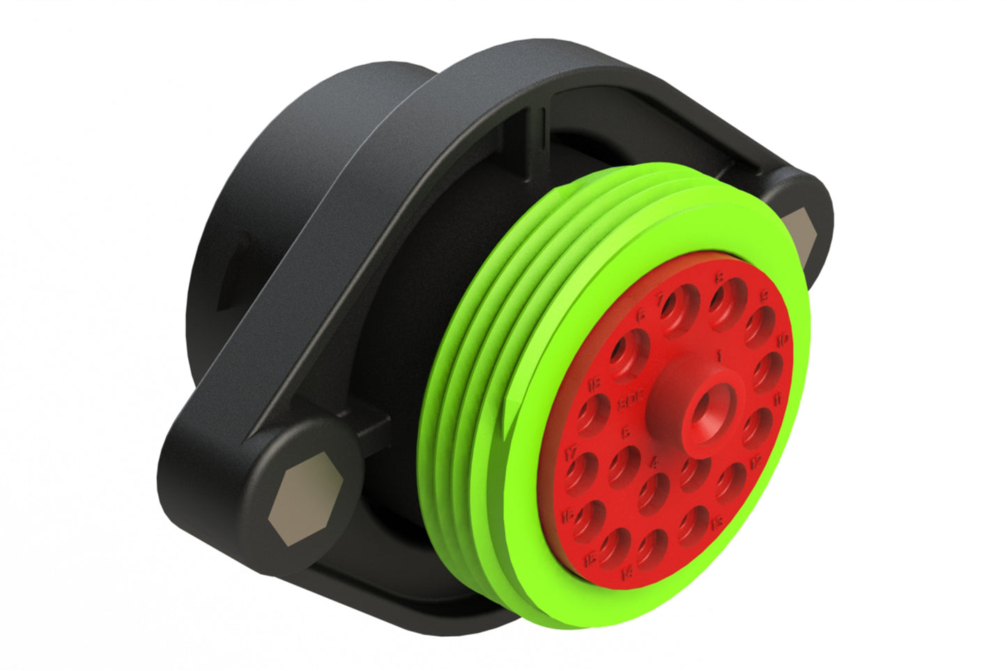 AHDP02-24-18SN-WTA 18 Position Panel Mount Receptacle, Socket, Shell Size 24, Normal Diameter Seal (Green Adapter), Wide Thread Adapter