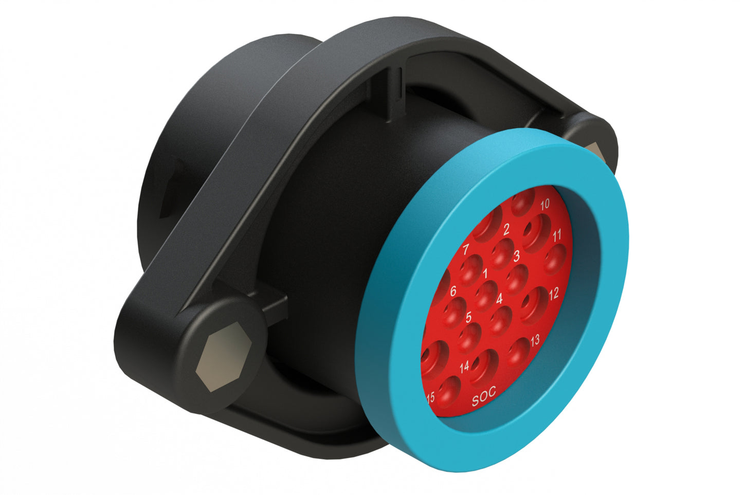 AHDP02-24-19SR-BRA 19 Position Panel Mount Receptacle, Socket, Shell Size 24, Reduced Diameter Seal (Blue Adapter), Backshell Ring Adapter