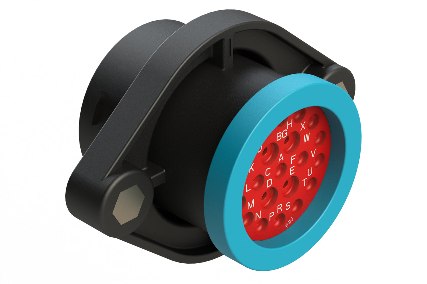 AHDP02-24-21PR-BRA 21 Position Panel Mount Receptacle, Pin, Shell Size 24, Reduced Diameter Seal (Blue Adapter), Backshell Ring Adapter