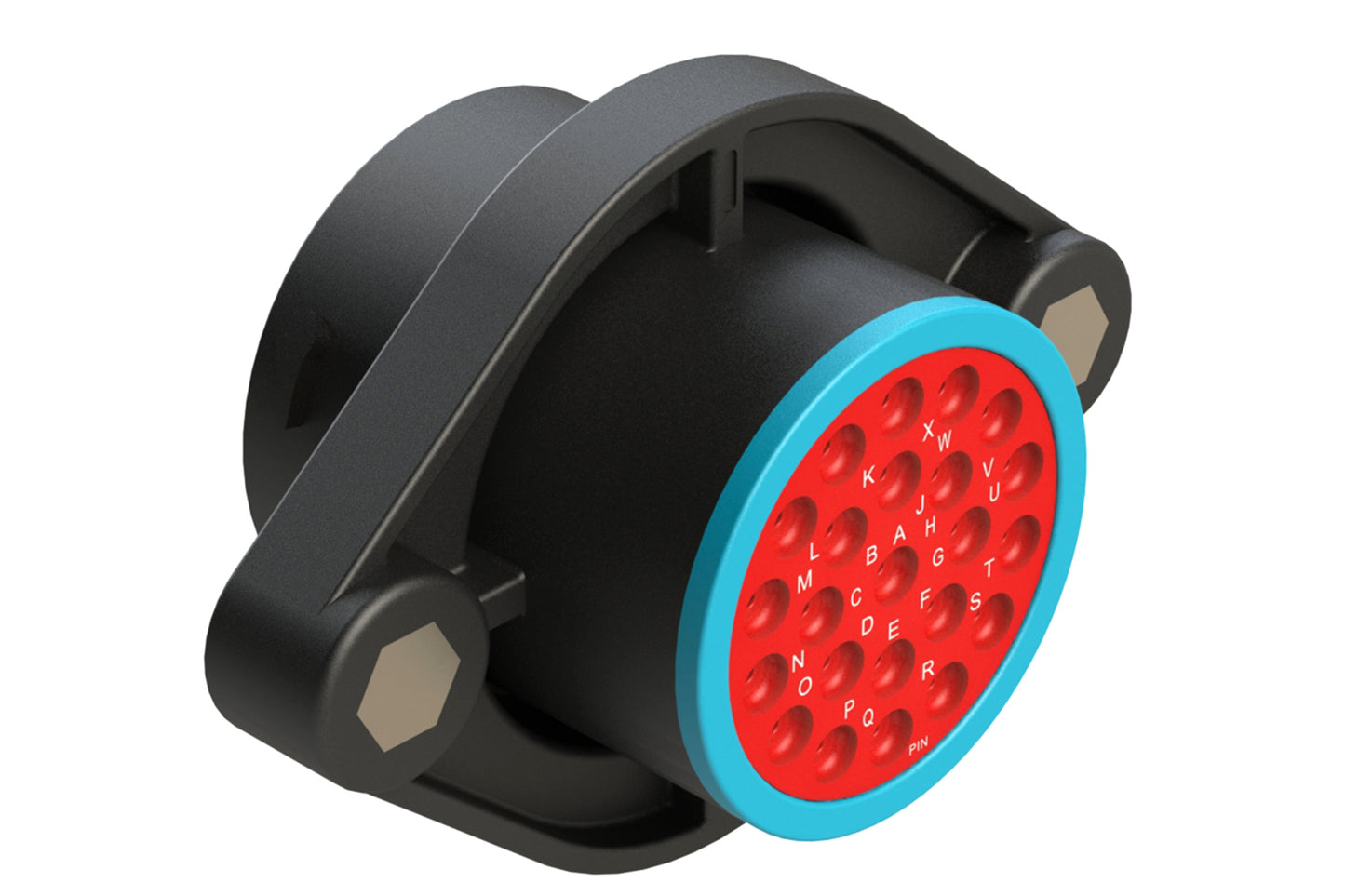 AHDP02-24-23PR-SRA 23 Position Sealed Panel Mount Receptacle, Pin, Shell Size 24, Reduced Diameter Seal (Blue Adapter), Smooth Ring Adapter