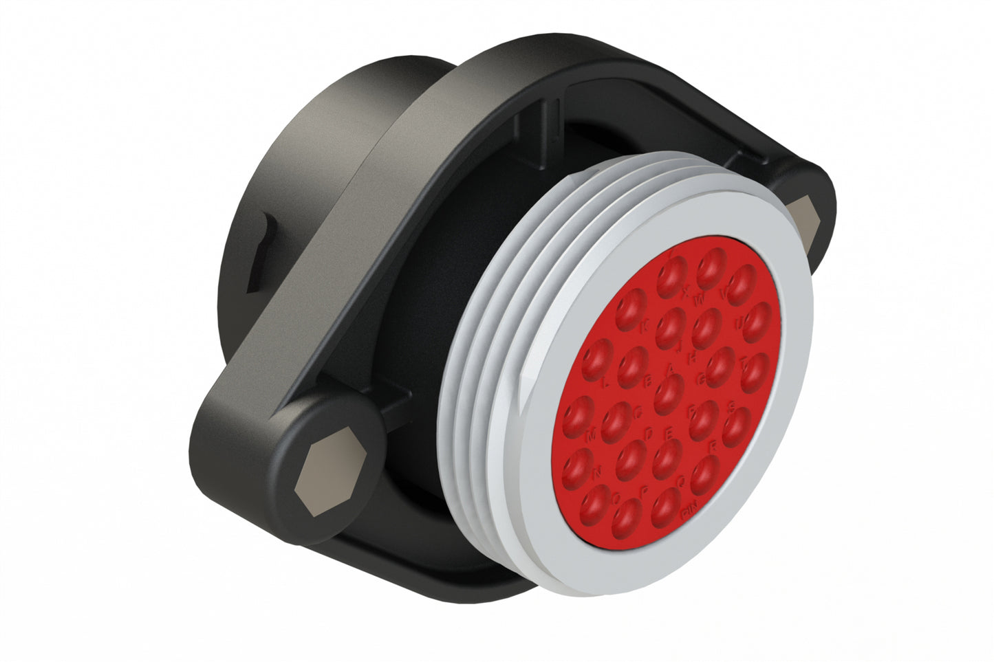 AHDP02-24-23PT-WTA 23 Position Panel Mount Receptacle, Pin, Shell Size 24, Thin Diameter Seal (Grey Adapter), Wide Thread Adapter (WTA)