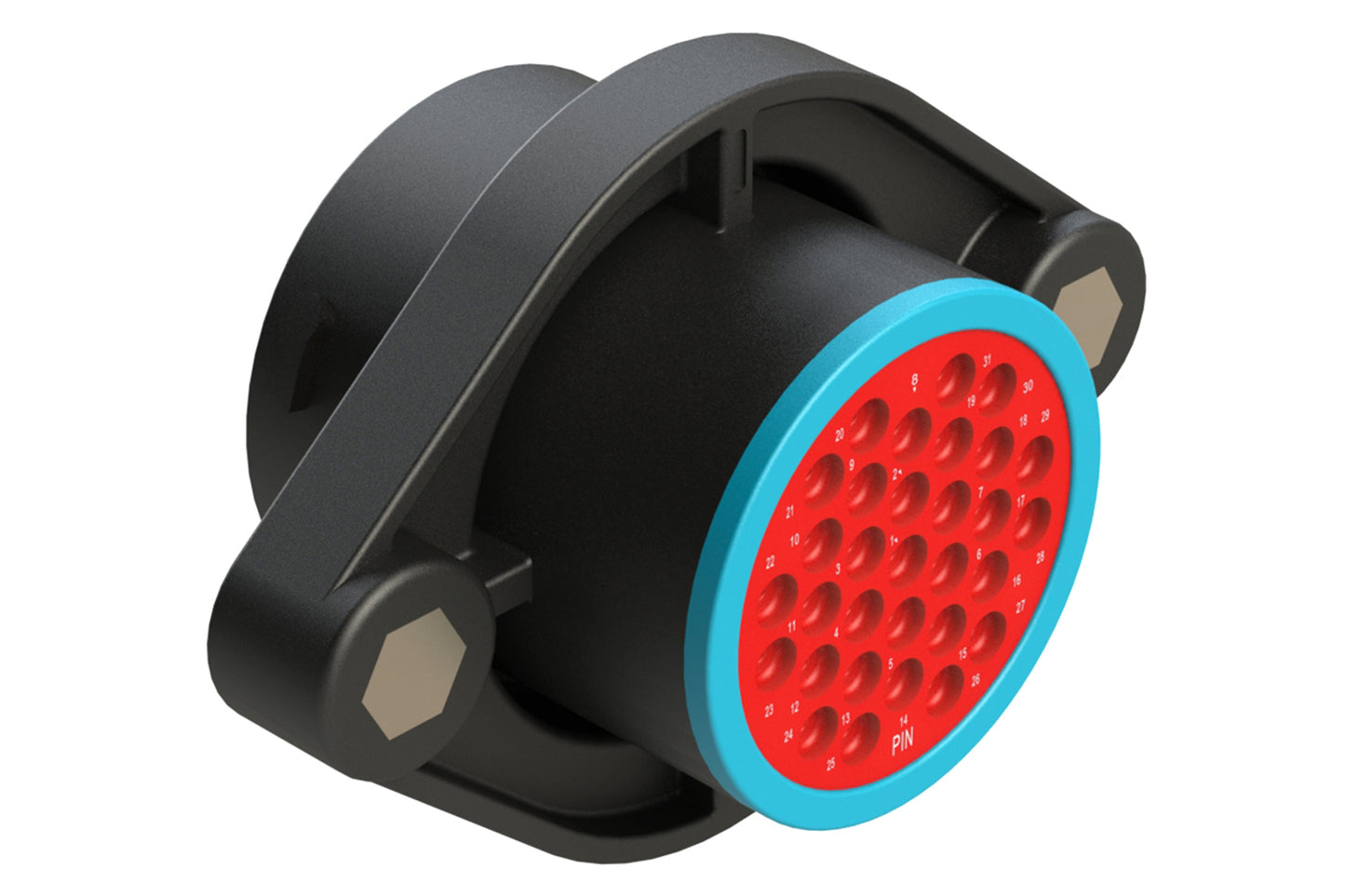 AHDP02-24-31PR-SRA 31 Position Sealed Panel Mount Receptacle, Pin, Shell Size 24, Reduced Diameter Seal (Blue Adapter), Smooth Ring Adapter