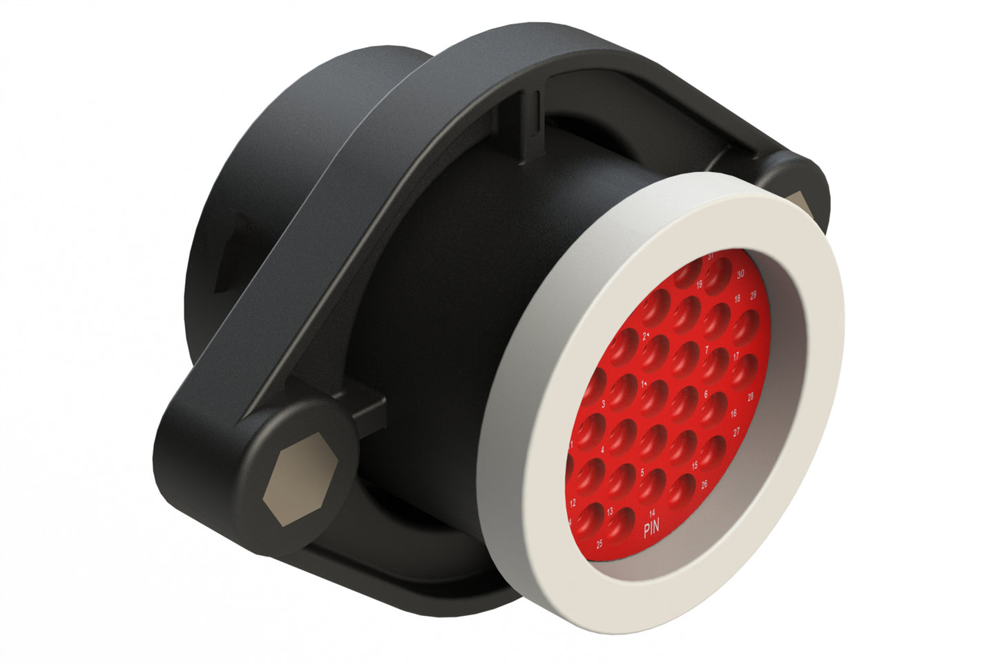 AHDP02-24-31PT-BRA 31 Position Panel Mount Receptacle, Pin, Shell Size 24, Thin Diameter Seal (Grey Adapter), Backshell Ring Adapter