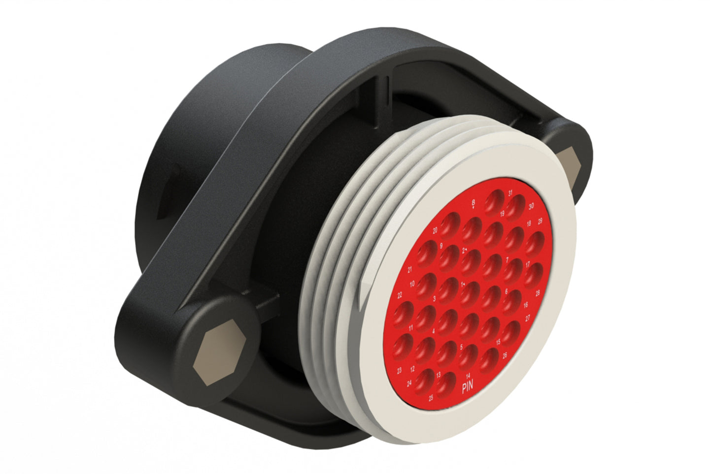 AHDP02-24-31PT-WTA 31 Position Panel Mount Receptacle, Pin, Shell Size 24, Thin Diameter Seal (Grey Adapter), Wide Thread Adapter