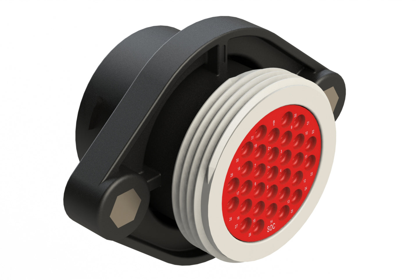 AHDP02-24-31ST-WTA 31 Position Panel Mount Receptacle, Socket, Shell Size 24, Thin Diameter Seal (Grey Adapter), Wide Thread Adapter