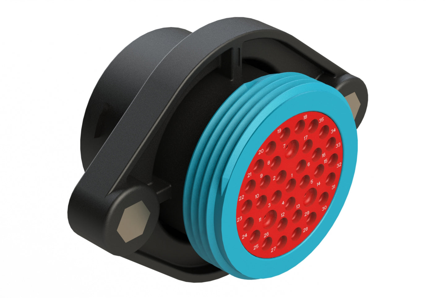 AHDP02-24-35PR-WTA 35 Position Panel Mount Receptacle, Pin, Shell Size 24, Reduced Diameter Seal (Blue Adapter), Wide Thread Adapter