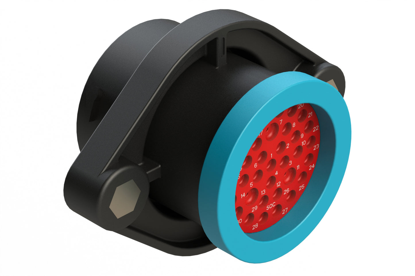 AHDP02-24-35SR-BRA 35 Position Panel Mount Receptacle, Socket, Shell Size 24, Reduced Diameter Seal (Blue Adapter), Backshell Ring Adapter