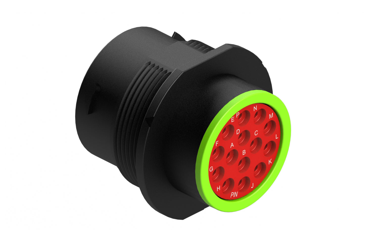 AHDP04-18-14PN-SRA 14 Position Receptacle, Pin, Shell Size 18, Normal Diameter Seal (Green Adapter), Smooth Ring Adapter. HDP24-18-14PN