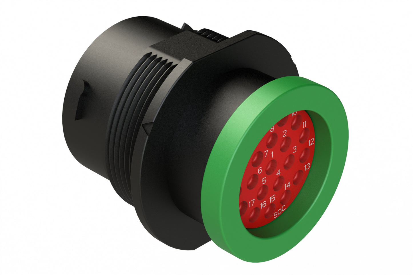 AHDP04-18-21SN-BRA 21 Position Receptacle, Socket, Shell Size 18, Normal Diameter Seal (Green Adapter), Backshell Ring Adapter. HDP24-18-21SN-L017