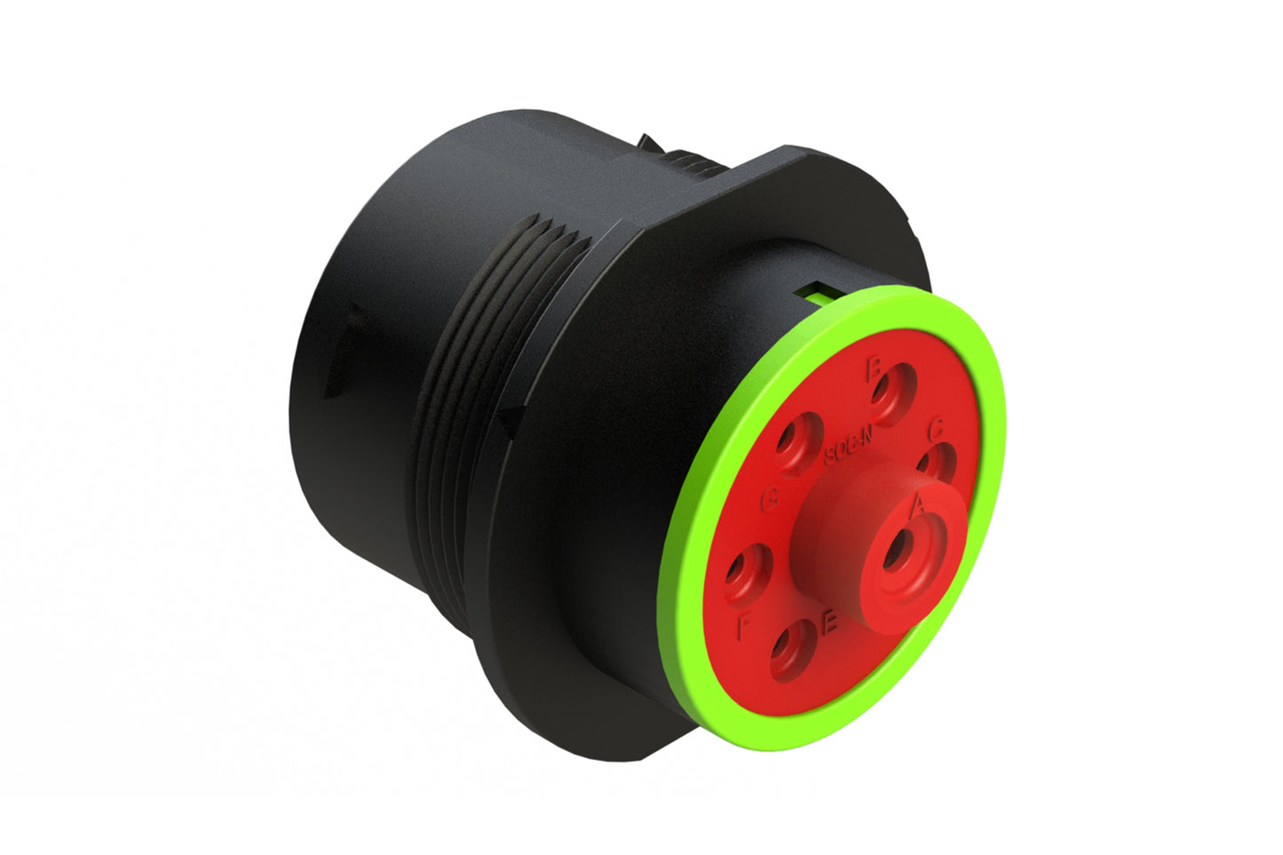 AHDP04-24-07SN-SRA 7 Position Receptacle, Socket, Shell Size 24, Normal Diameter Seal (Green Adapter), Smooth Ring Adapter