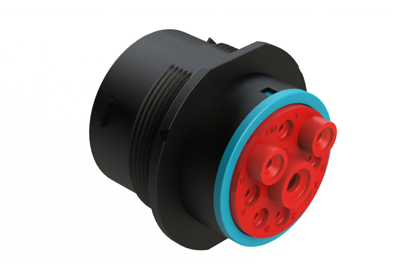 AHDP04-24-09PR-SRA 9 Position Receptacle, Pin, Shell Size 24, Reduced Diameter Seal (Blue Adapter), Smooth Ring Adapter, Dustcap Included. HDP24-24-9PE