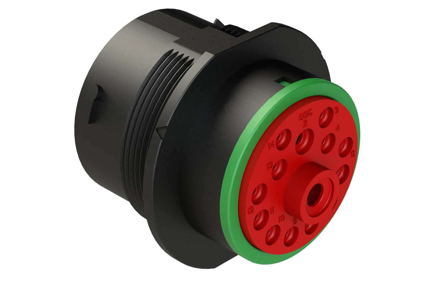 AHDP04-24-14SN-SRA 14 Position Receptacle, Socket, Shell Size 24, Normal Diameter Seal (Green Adapter), Smooth Ring Adapter. HDP24-24-14SN