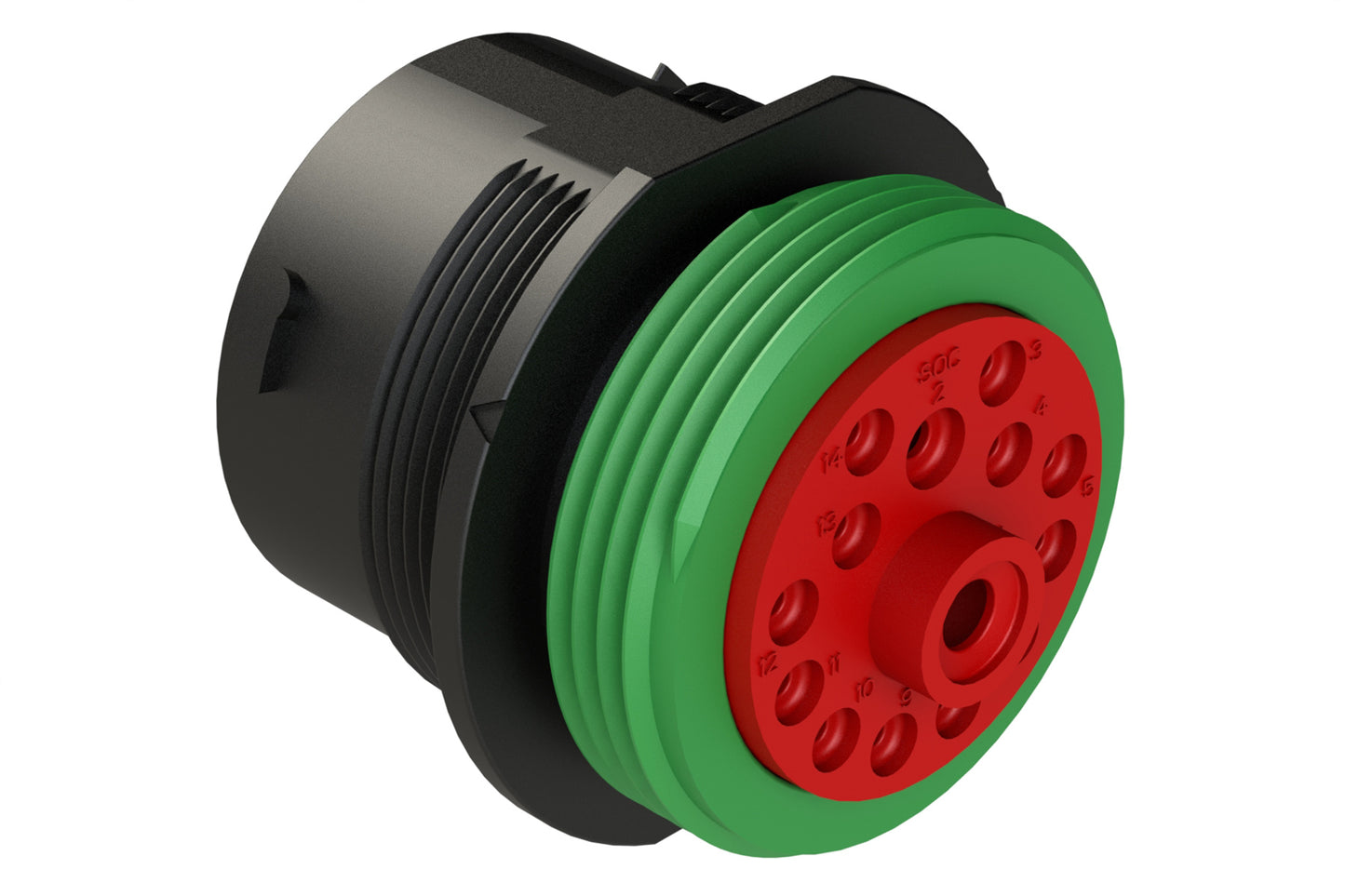 AHDP04-24-14SN-WTA 14 Position Receptacle, Socket, Shell Size 24, Normal Diameter Seal (Green Adapter), Wide Thread Adapter. HDP24-24-14SN-L024