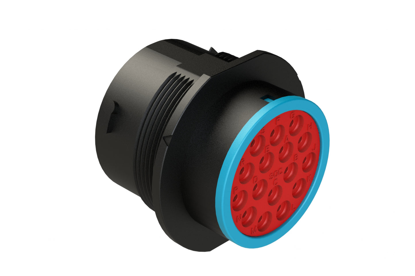 AHDP04-24-16SR-SRA 16 Position Receptacle, Socket, Shell Size 24, Reduced Diameter Seal (Blue Adapter), Smooth Ring Adapter, Dustcap Included. HDP24-24-16SE