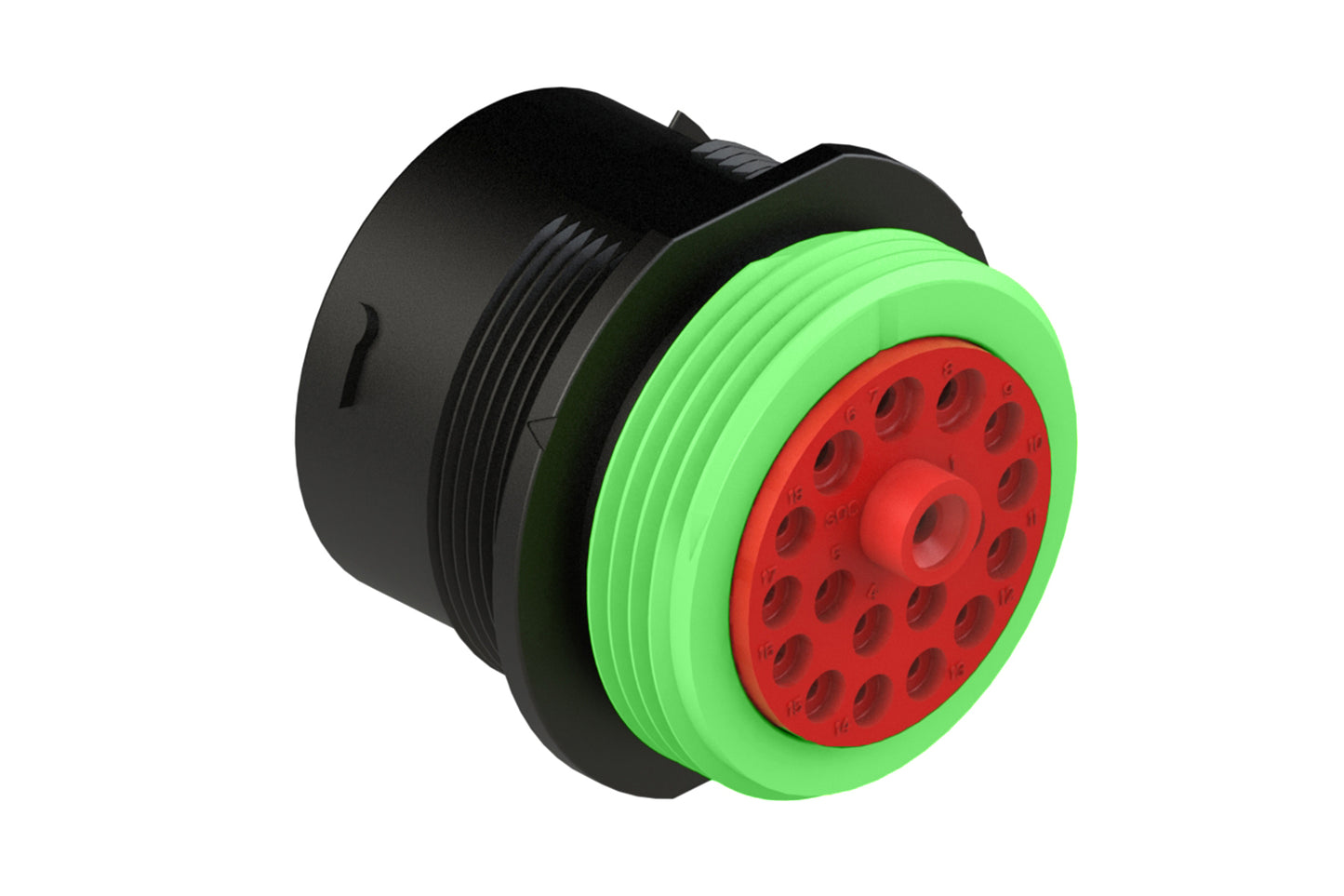 AHDP04-24-18SN-WTA 18 Position Receptacle, Socket, Shell Size 24, Normal Diameter Seal (Green Adapter), Wide Thread Adapter. HDP24-24-18SN-L024