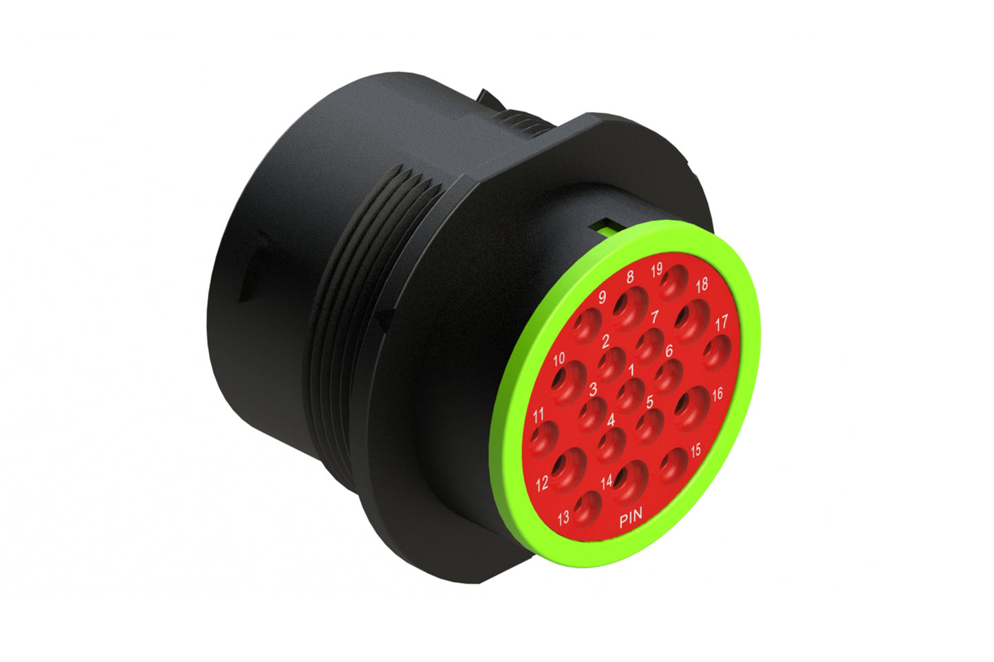 AHDP04-24-19PN-SRA 19 Position Receptacle, Pin, Shell Size 24, Normal Diameter Seal (Green Adapter), Smooth Ring Adapter. HDP24-24-19PN