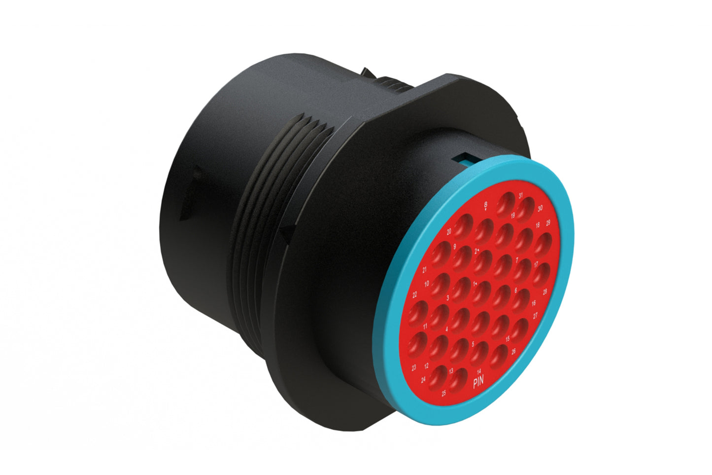 AHDP04-24-31PR-SRA 31 Position Receptacle, Pin, Shell Size 24, Reduced Diameter Seal (Blue Adapter), Smooth Ring Adapter, Dustcap Included. HDP24-24-31PE