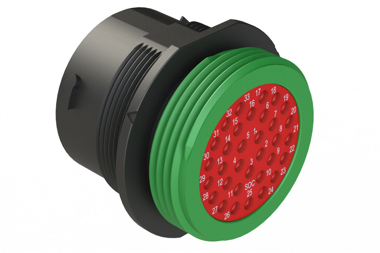 AHDP04-24-33SN-WTA 33 Position Receptacle, Shell Size 24, Socket, Plastic, Normal Diameter Rear Seal, Wide Thread Adapter WTA (Green)