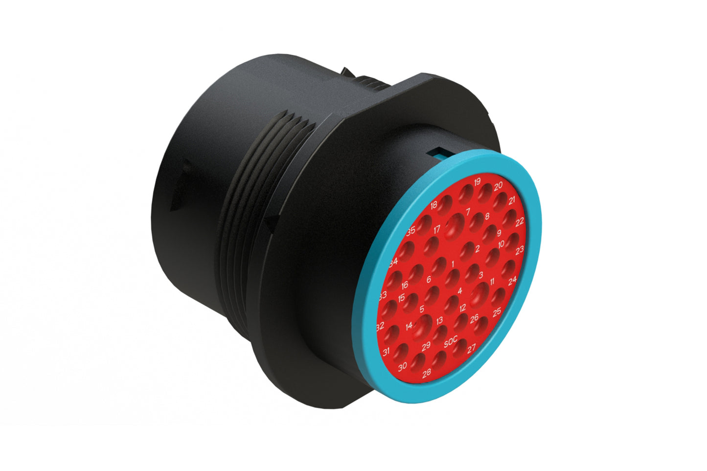 AHDP04-24-35SR-SRA 35 Position Receptacle, Socket, Shell Size 24, Reduced Diameter Seal (Blue Adapter), Smooth Ring Adapter, Dustcap Included. HDP24-24-35SE