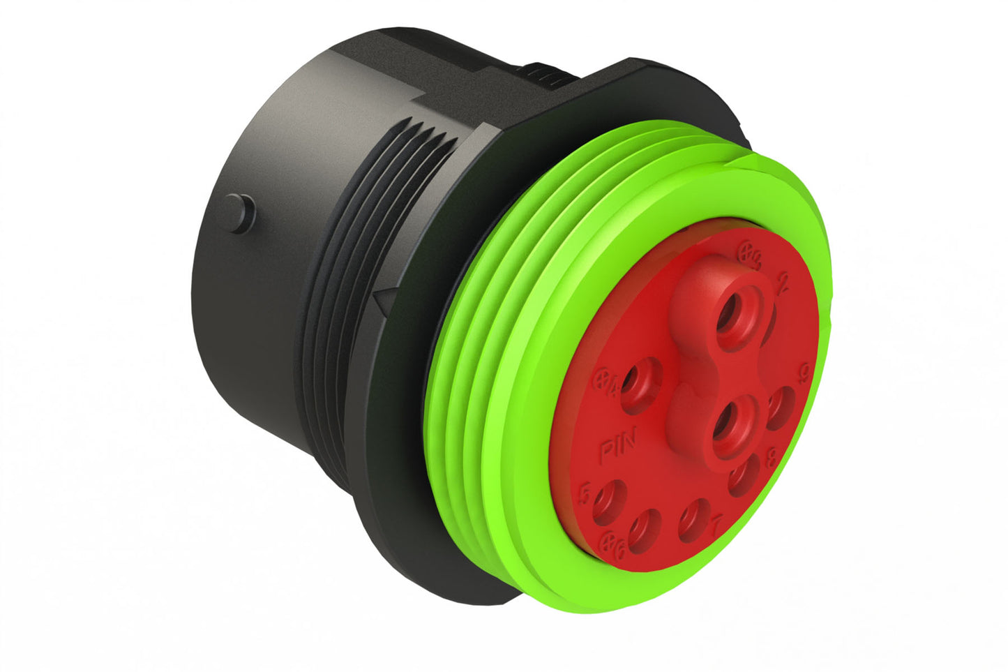 AHDP04-24-91PN-WTA 9 Position ISOBUS Receptacle, Pin, Shell Size 24, Normal Diameter Seal (Green Adapter), Wide Thread Adapter (WTA). HDP24-24-91PN-L024